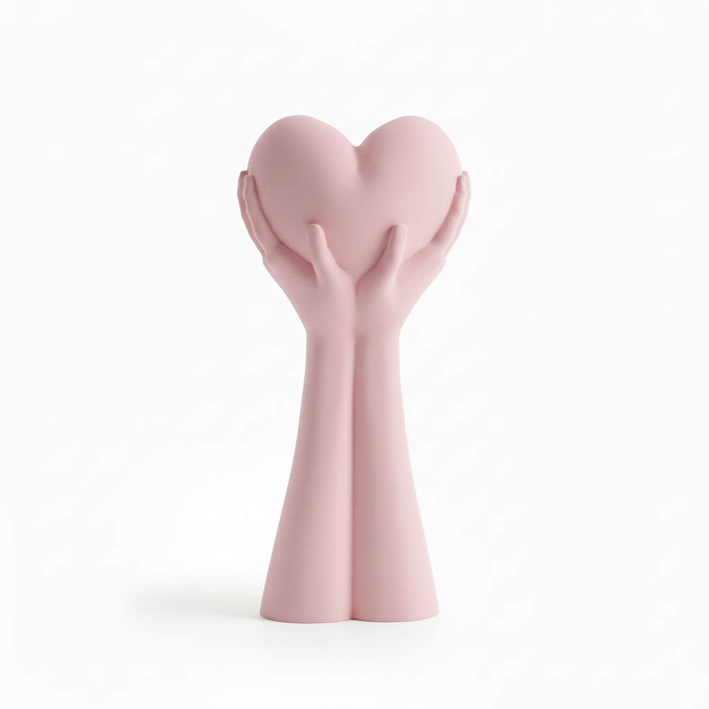 Pink Hands Heart Sculpture
