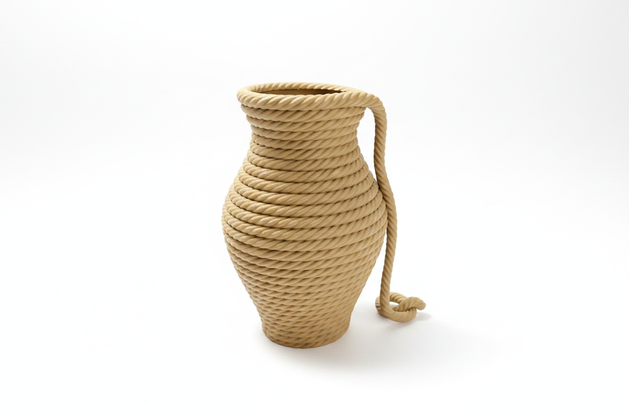 3D Printed Rope Vase in Tan