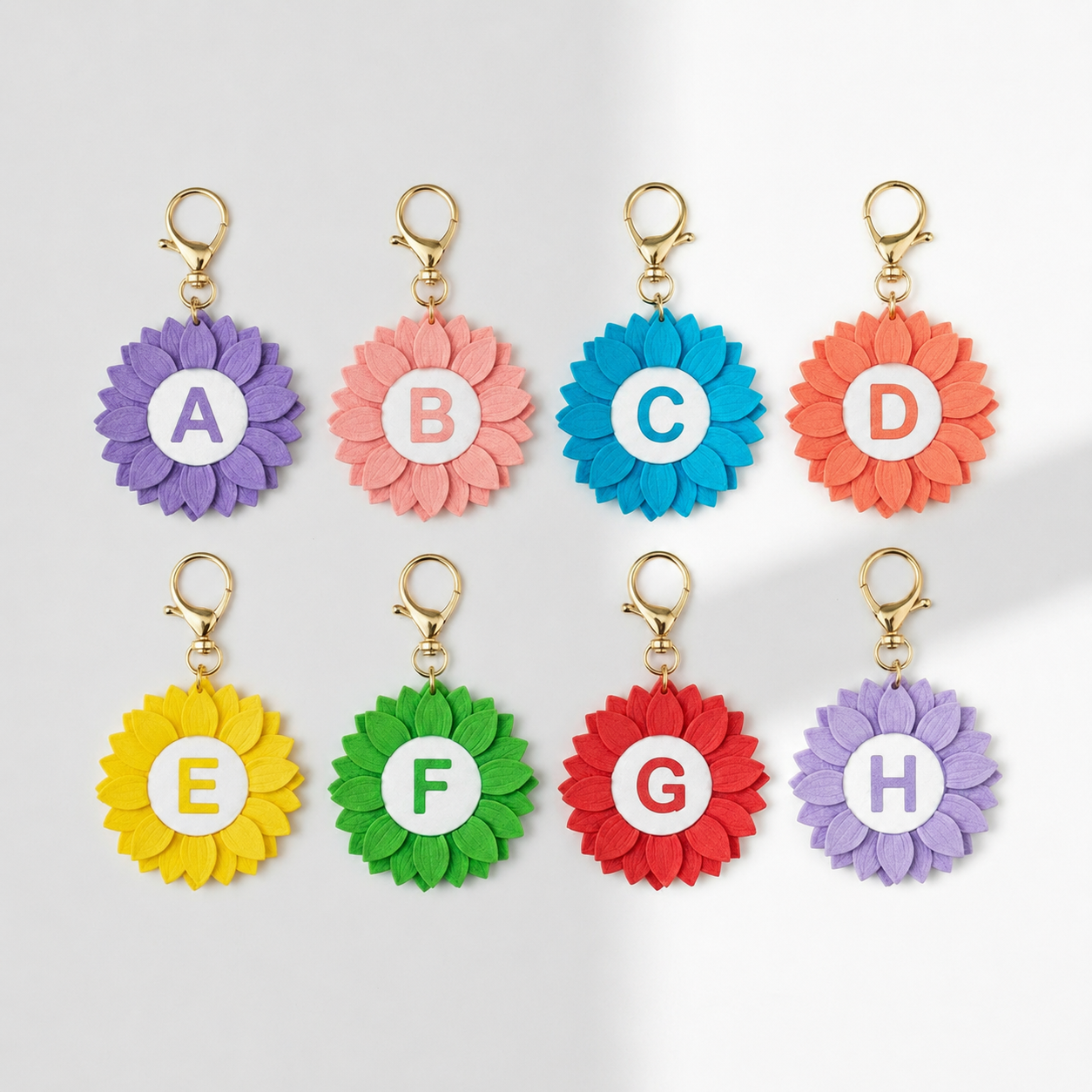 A-Z Sunflower Initial Keychain