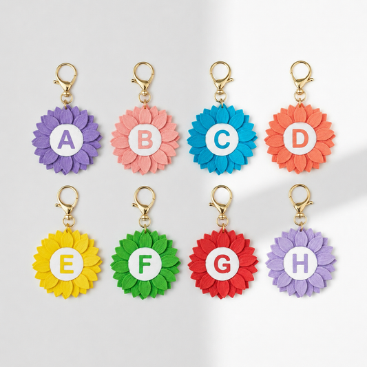 A-Z Sunflower Initial Keychain