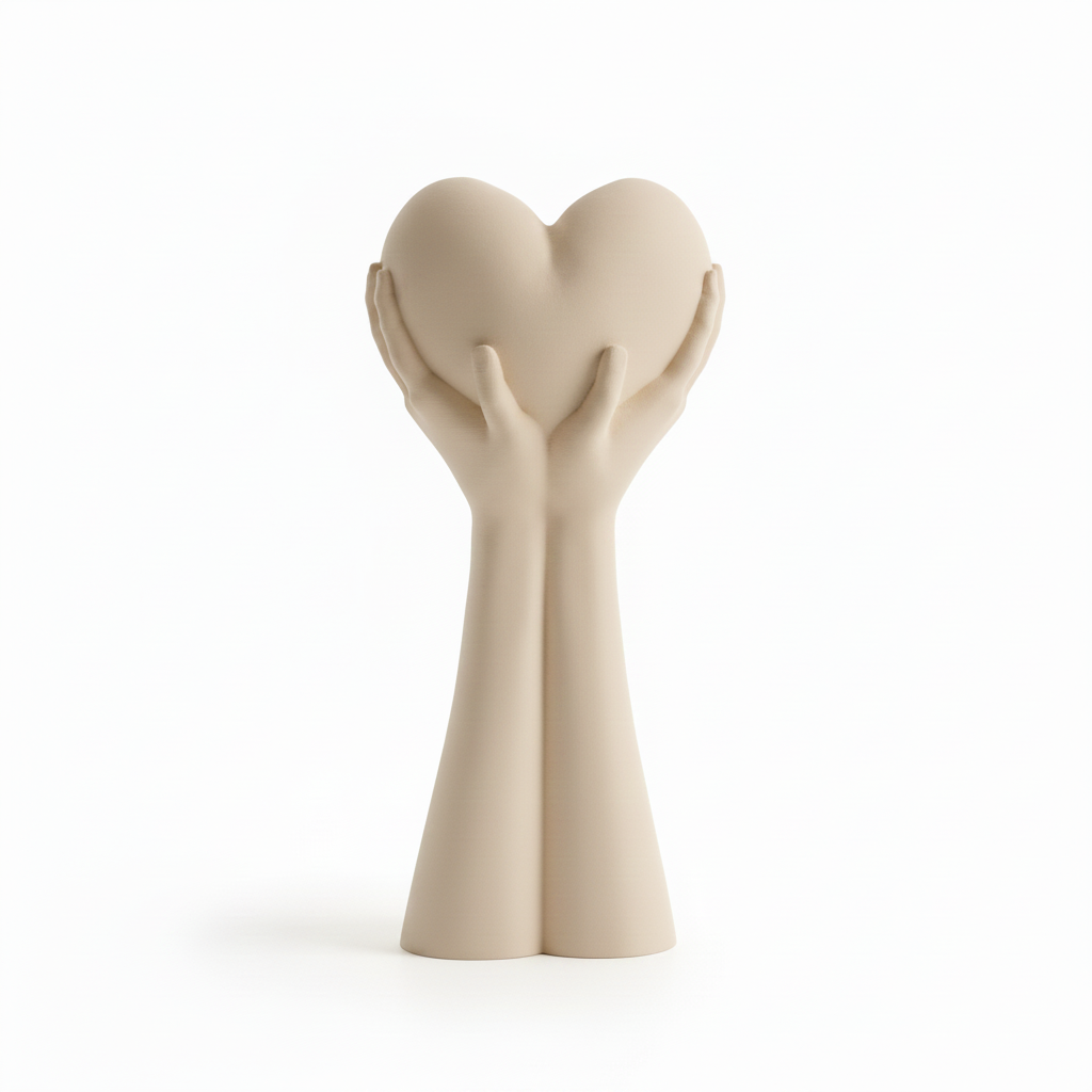Beige Hands Heart Sculpture
