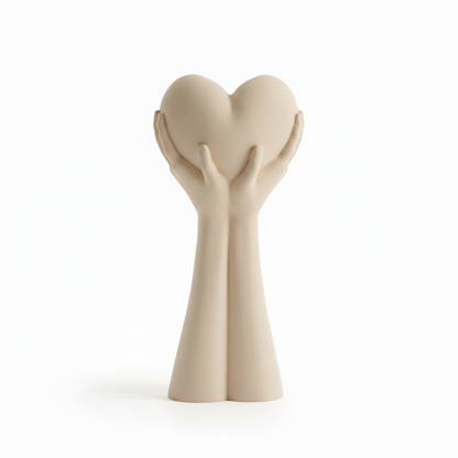 Beige Hands Heart Sculpture