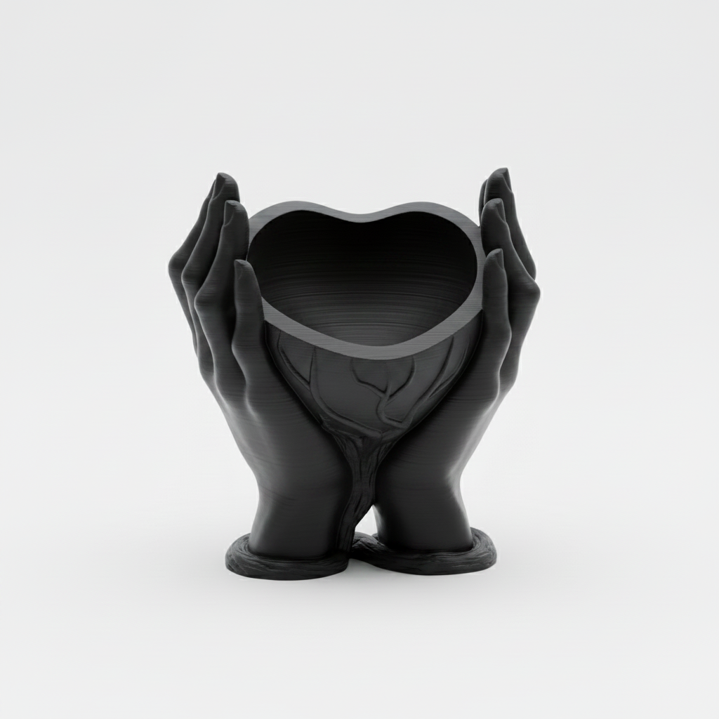Black Cupped Hands Planter