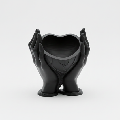 Black Cupped Hands Planter