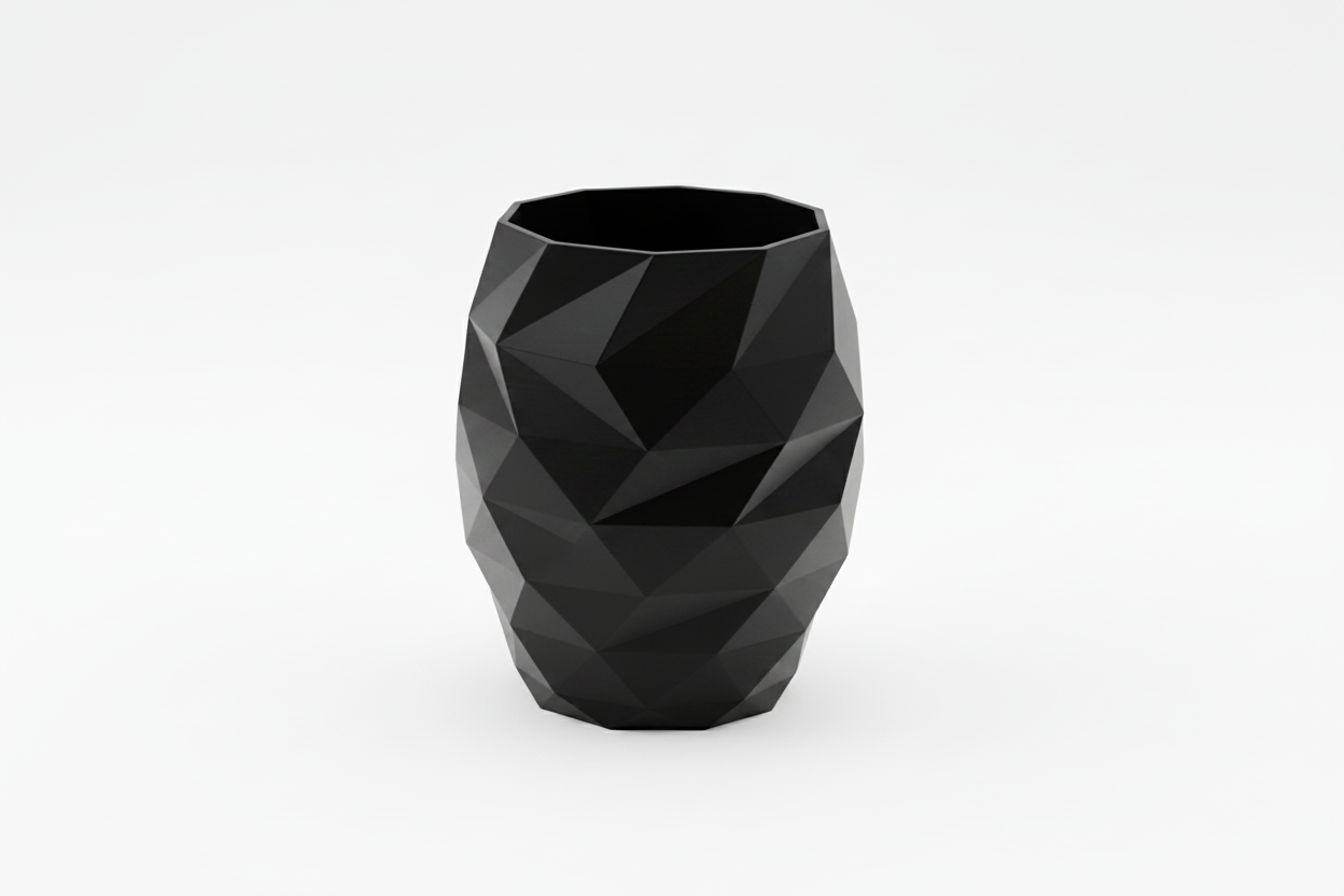 Black Geometric Faceted Vase