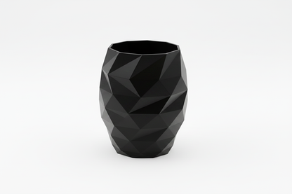 Black Geometric Faceted Vase