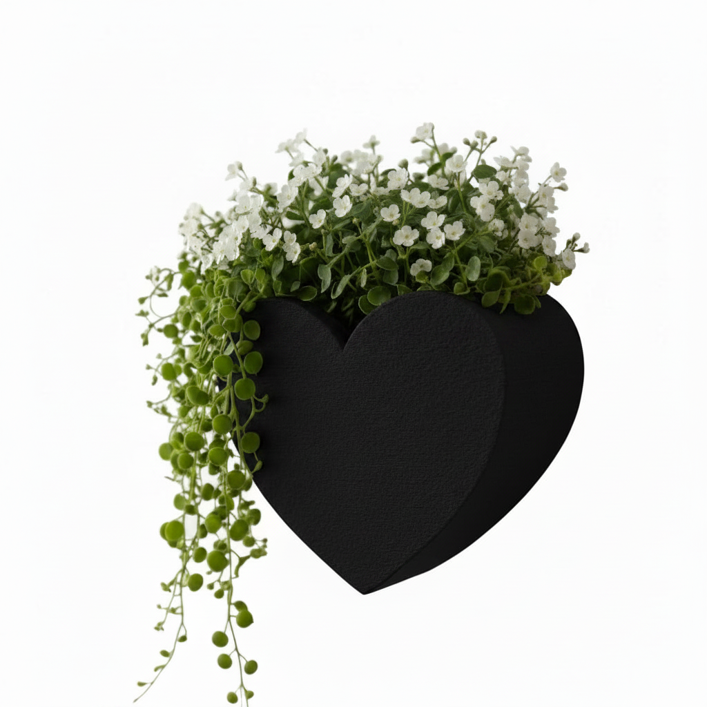 Black Heart Wall Planter