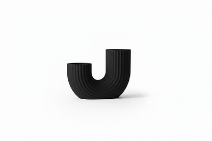 Black Ribbed Arch Vase