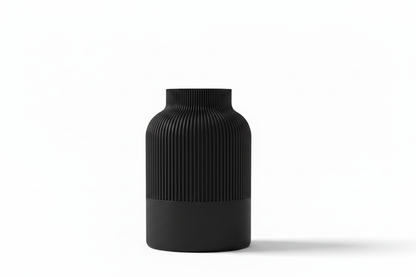 Black Ribbed Tan Vase