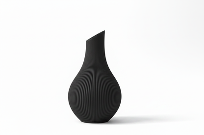 Black Ribbed Vase