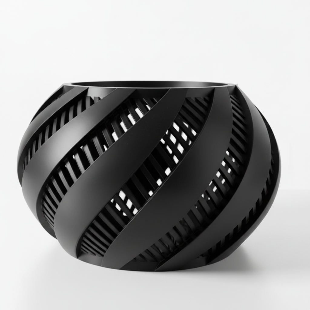 Black Spiral Lattice Planter
