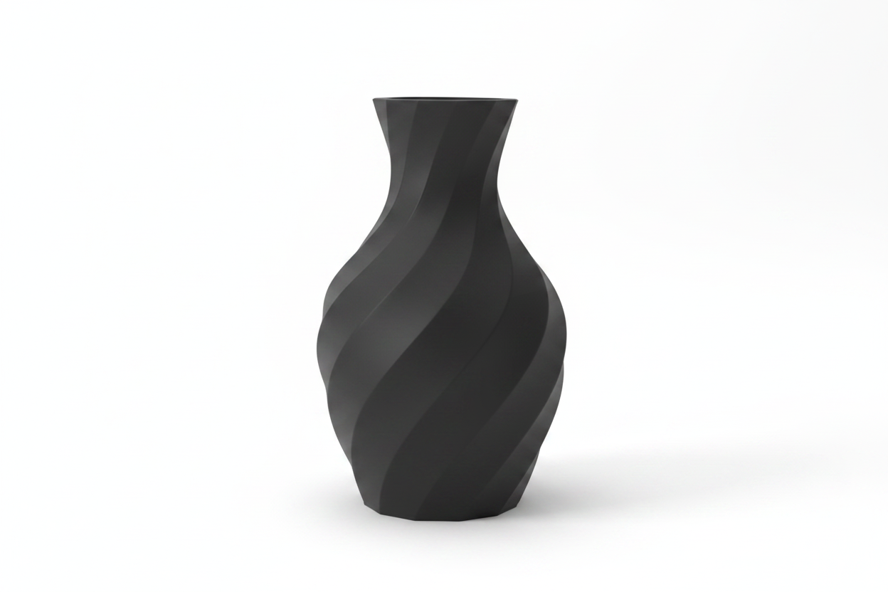 Black Spiral Twist Vase