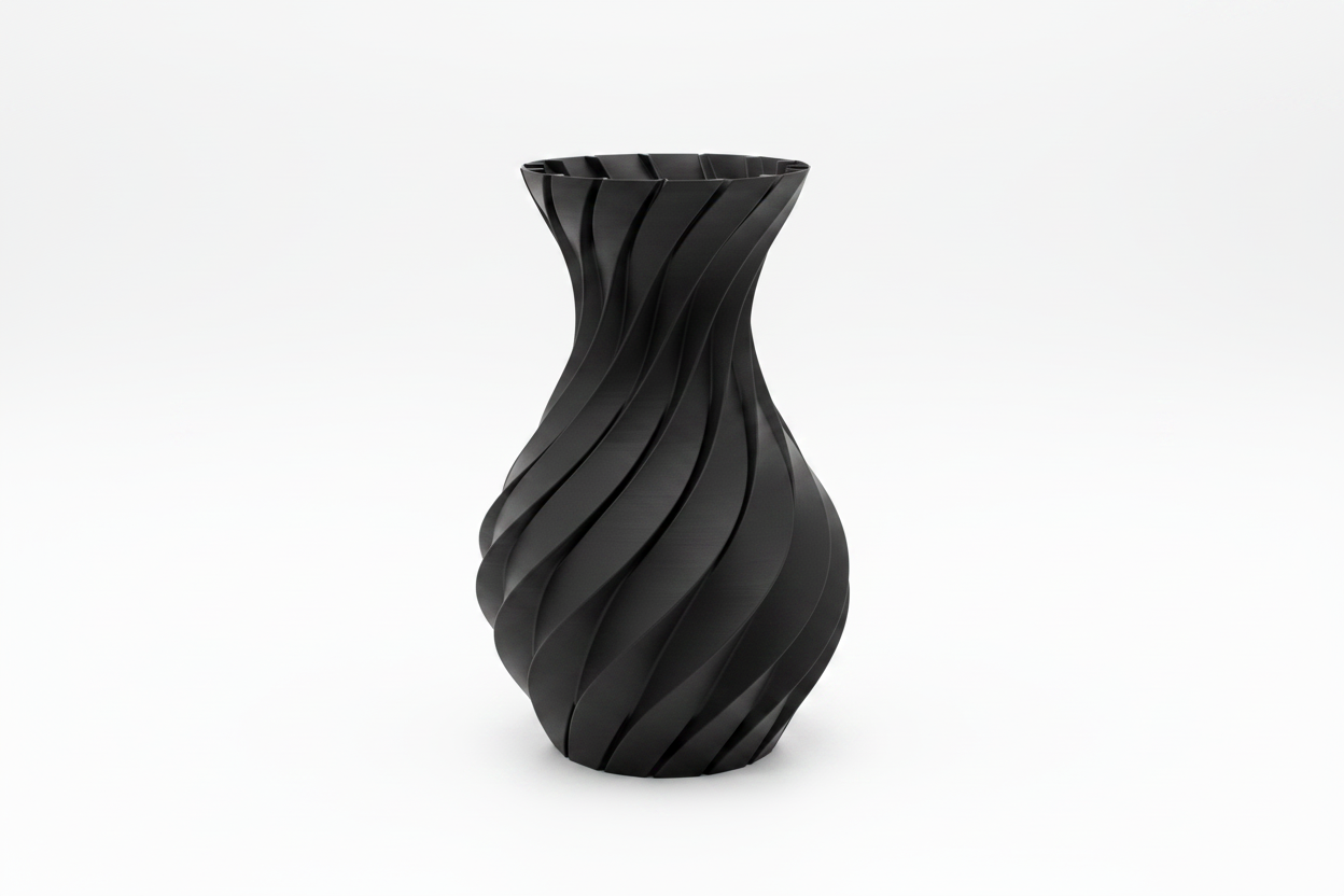 Black Spiral Twist Vase