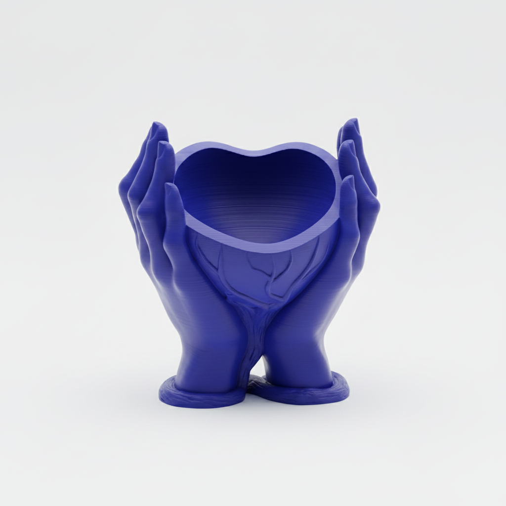 Blue Cupped Hands Planter