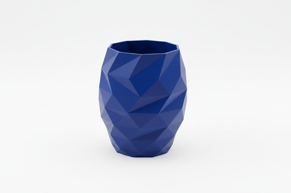 Blue Geometric Faceted Vase