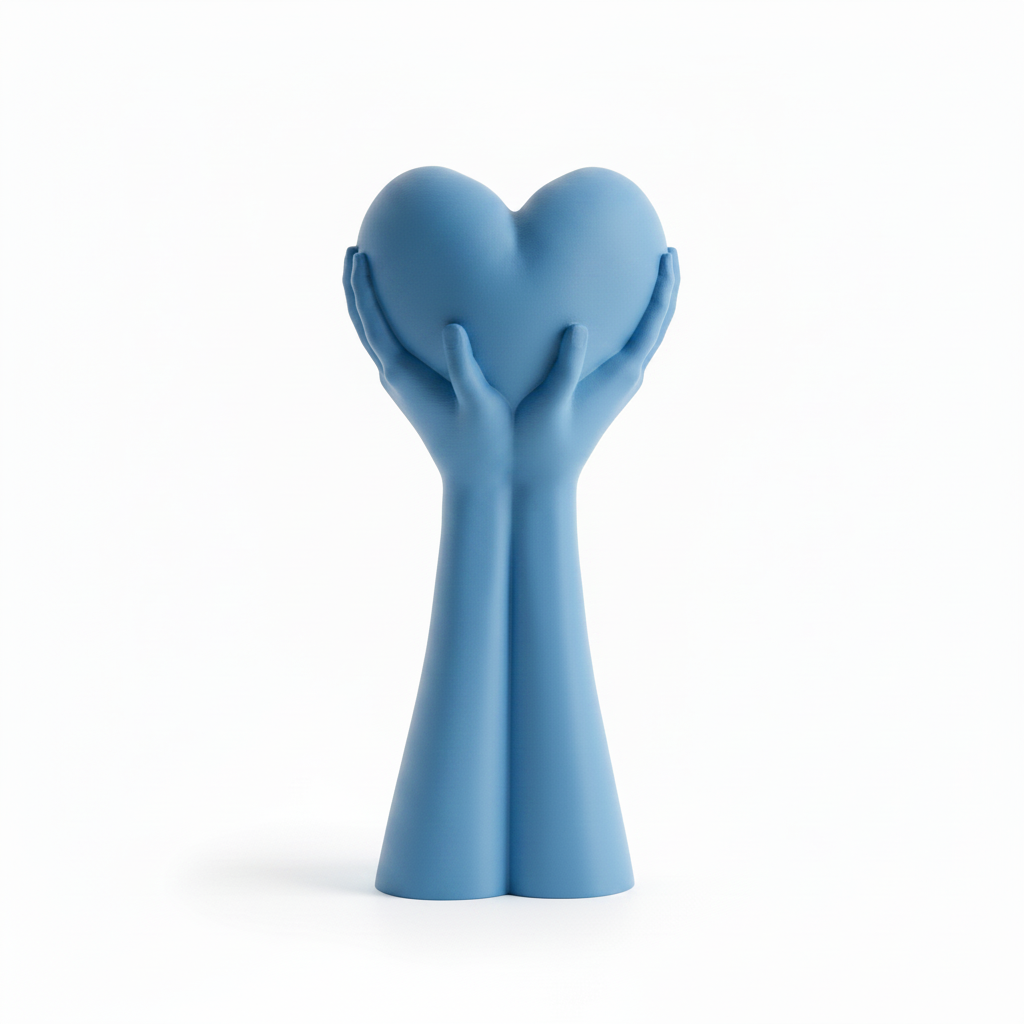 Blue Hands Heart Sculpture