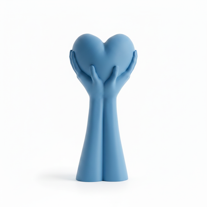 Blue Hands Heart Sculpture