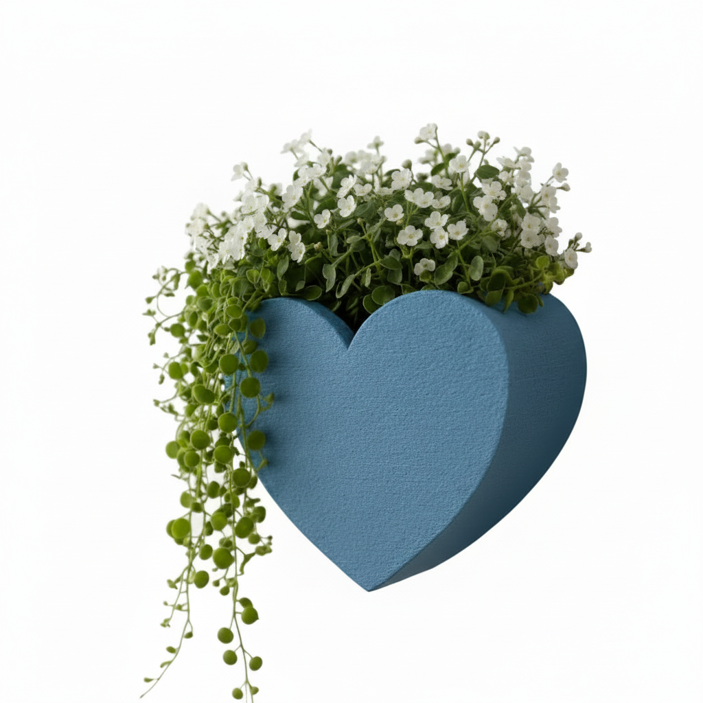 Blue Heart Wall Planter