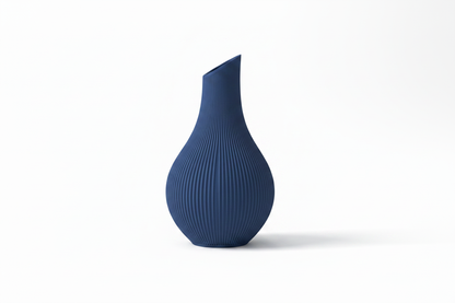 Blue Ribbed Vase