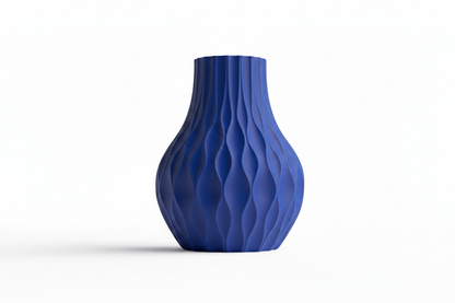 Blue Wave Ribbed Vase