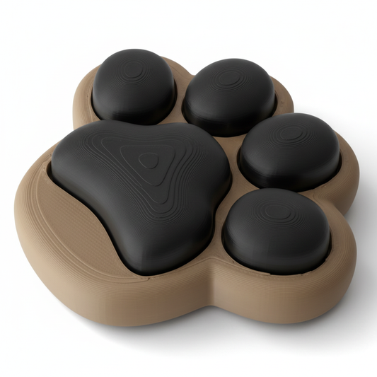 Cat Paw Fidget - Tan Base Black Paw White Background