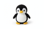 Crocheted penguin stuffed animal on white background