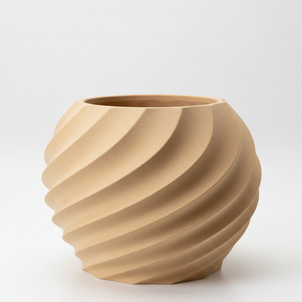 Tan Spiral Round Planter