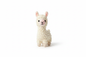 Crocheted white llama stuffed animal on white background