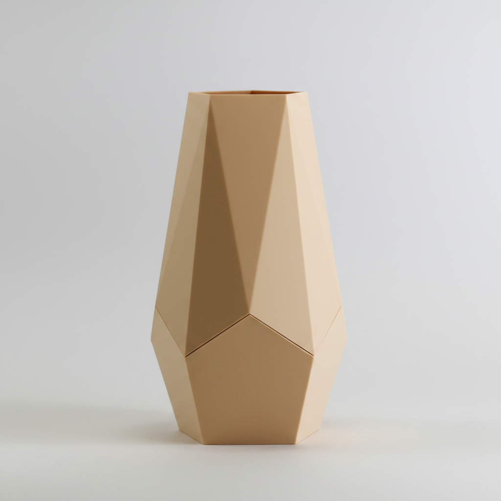 Tan Geometric Faceted Lamp