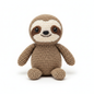 Crocheted sloth stuffed animal on white background