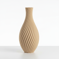 Tan Spiral Ribbed Vase