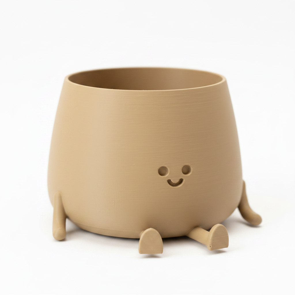 Tan Smiley Face Planter