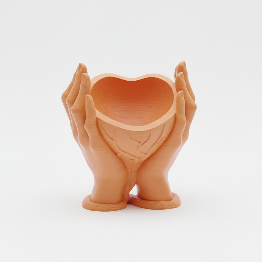 Orange Cupped Hands Planter