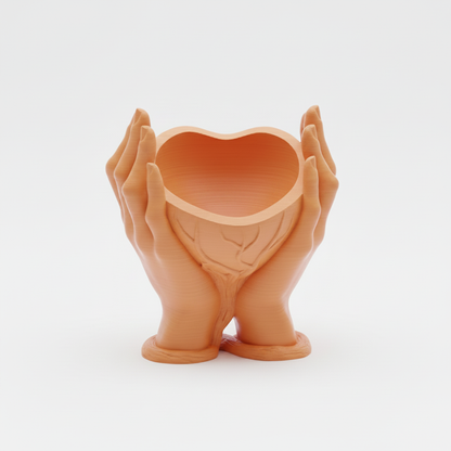 Orange Cupped Hands Planter