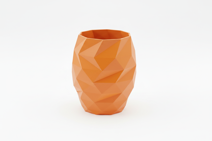 Orange Geometric Faceted Vase
