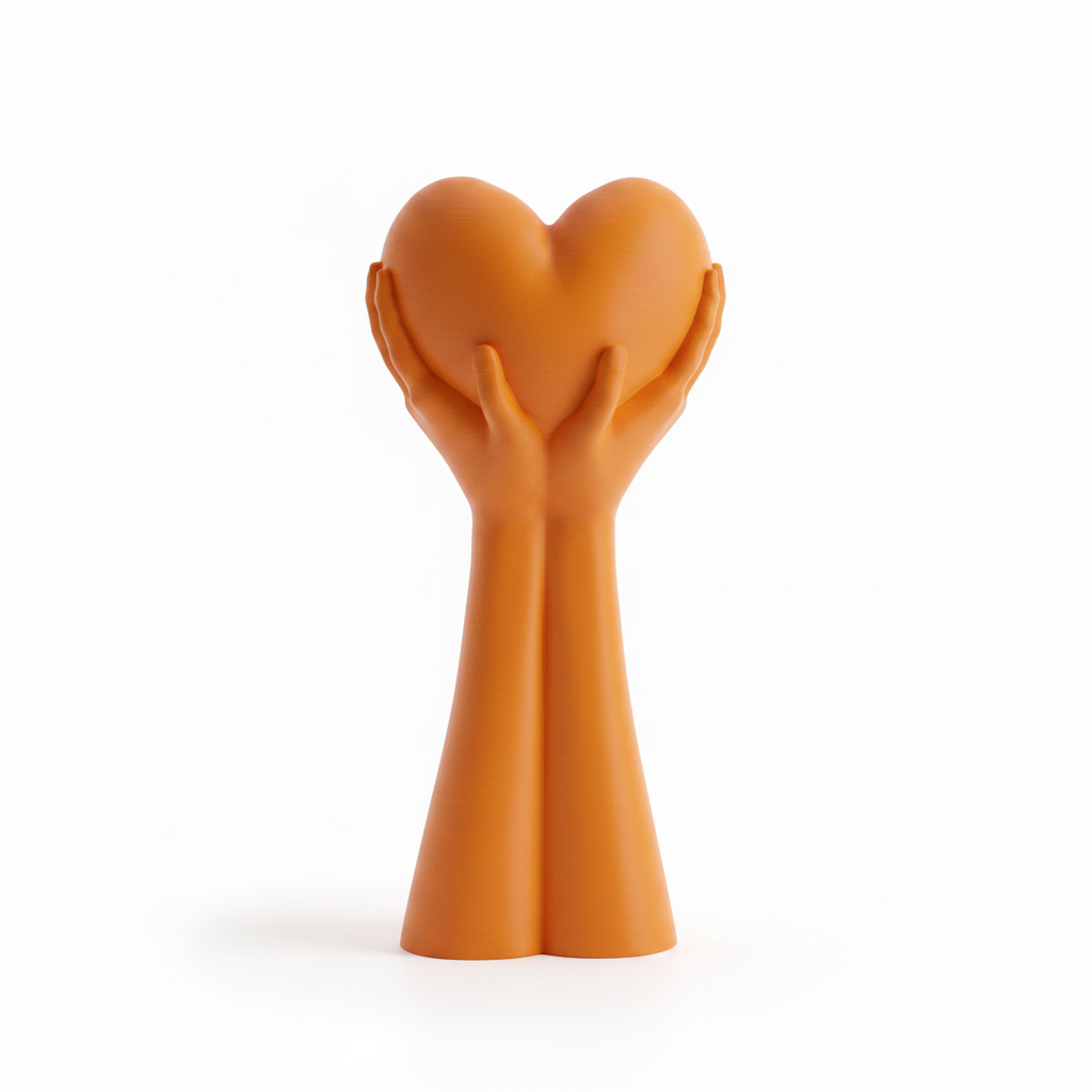 Orange Hands Heart Sculpture