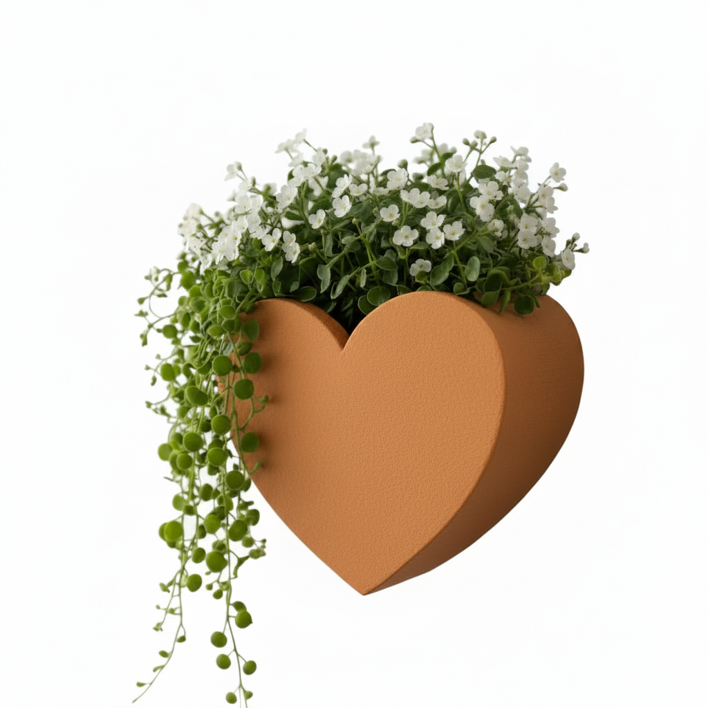 Orange Heart Wall Planter