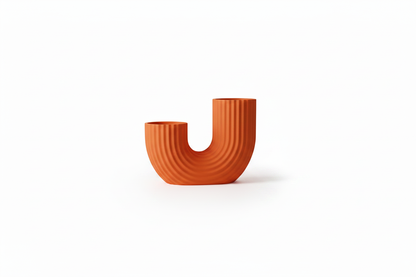 Orange Ribbed Arch Vase