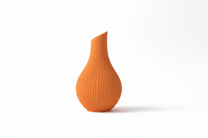 Orange Ribbed Vase