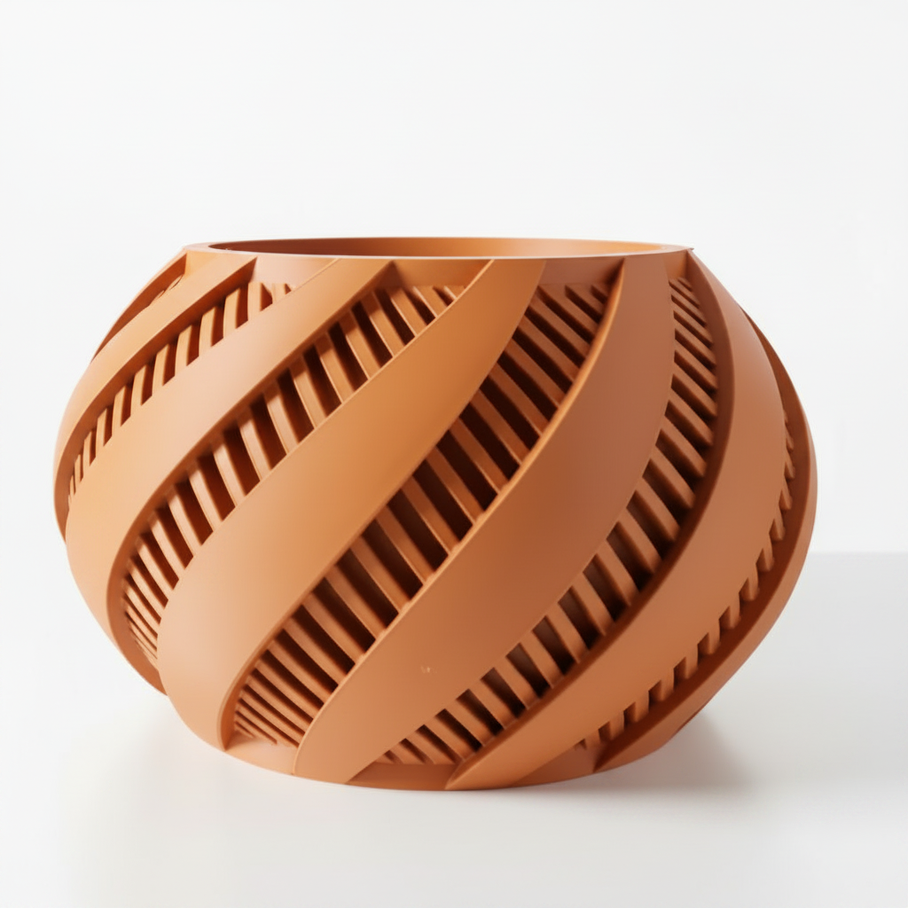 Orange Spiral Lattice Planter