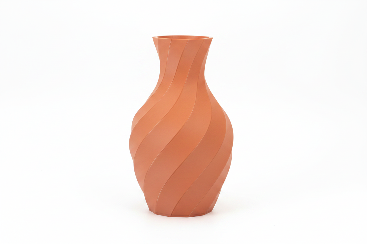 Orange Spiral Twist Vase