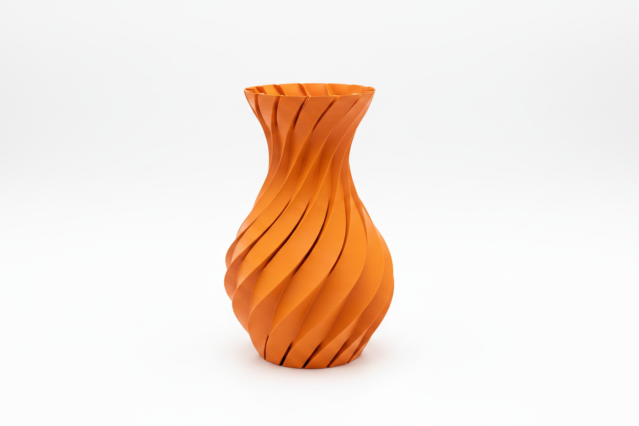 Orange Spiral Twist Vase