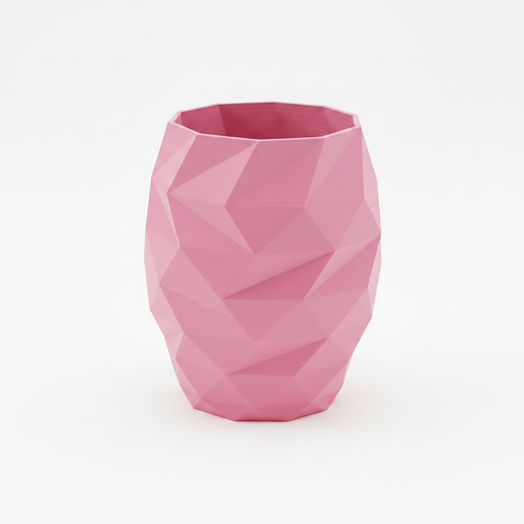 Pink Geometric Faceted Vase