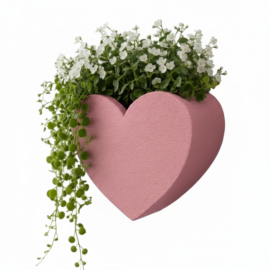 Pink Heart Wall Planter