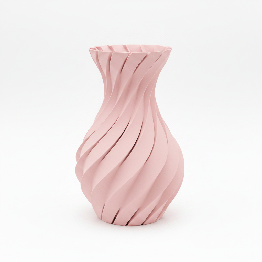 Pink Spiral Twist Vase