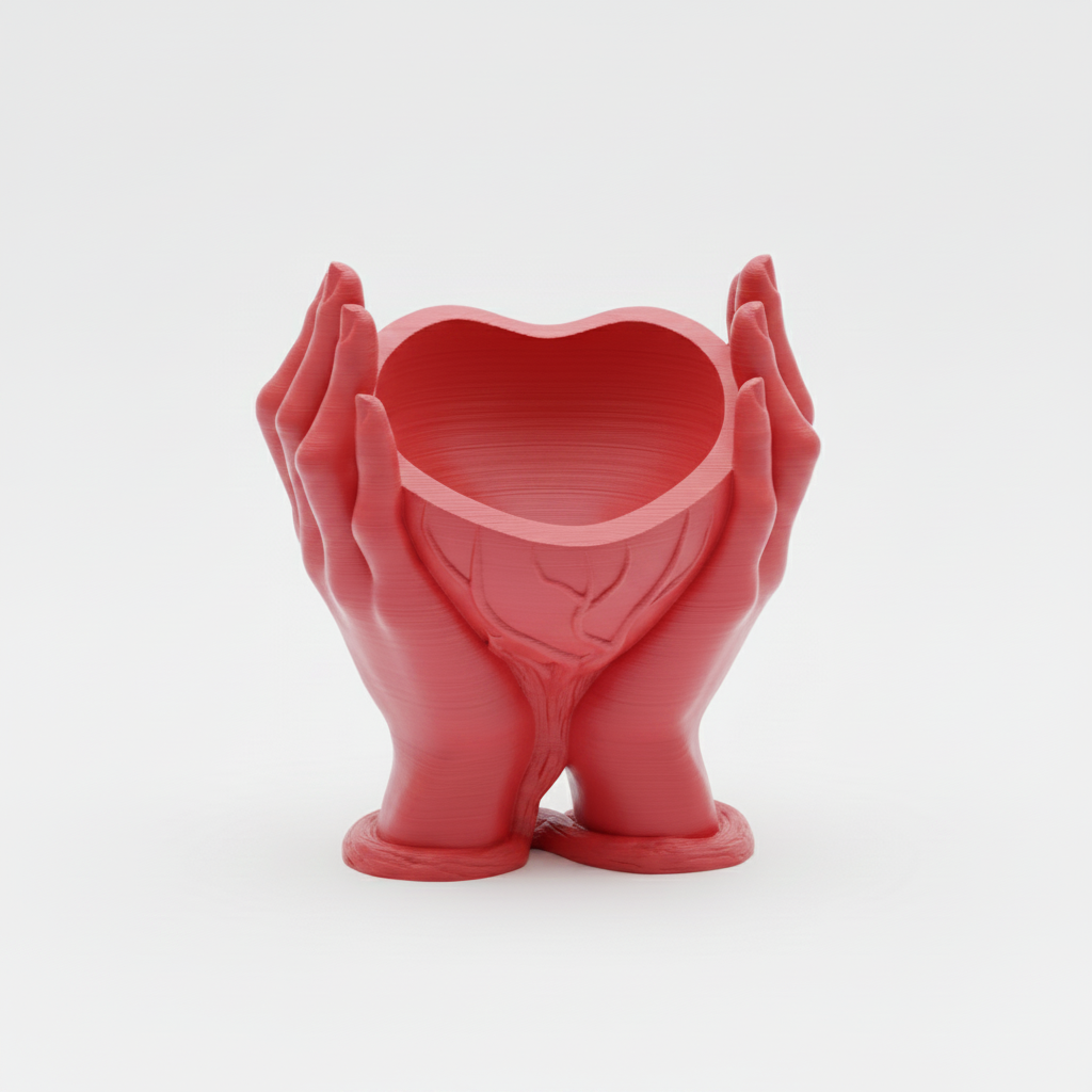 Red Cupped Hands Planter