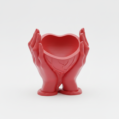 Red Cupped Hands Planter
