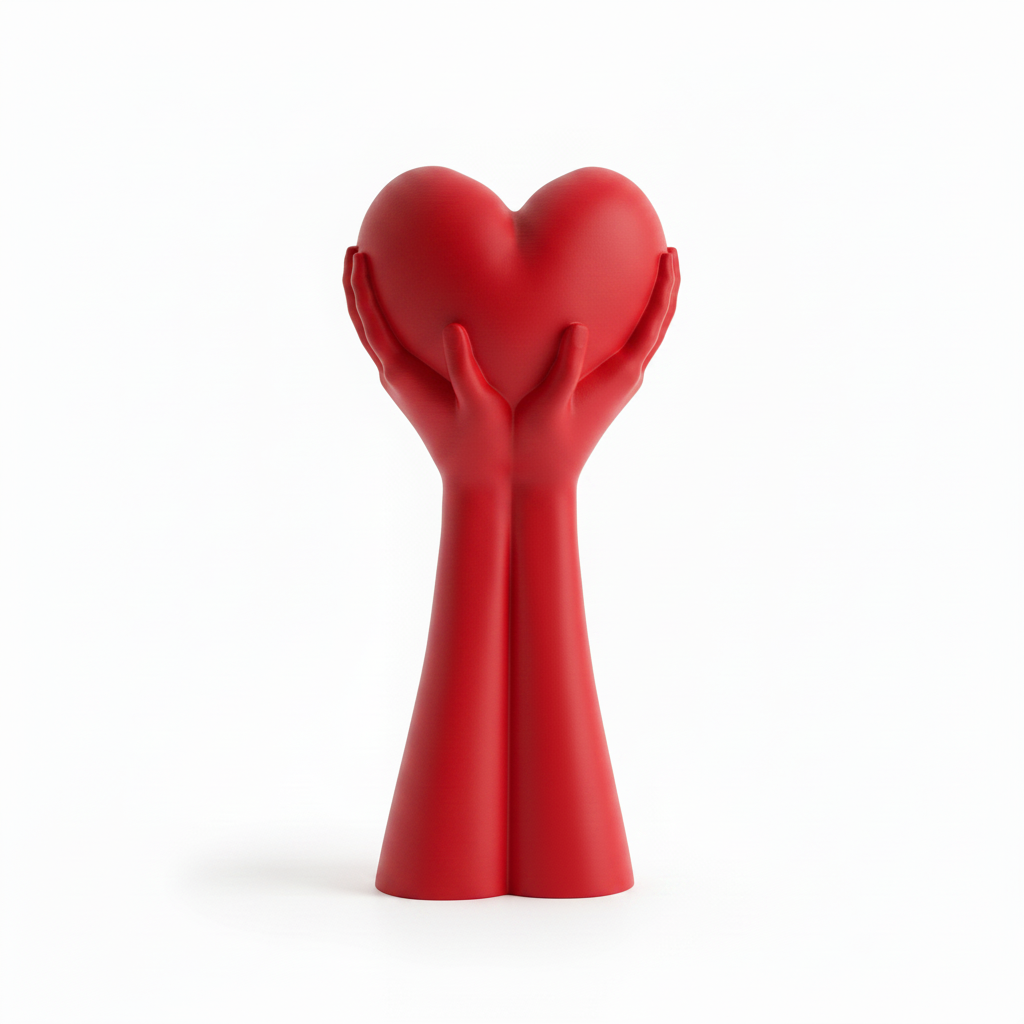 Red Hands Heart Sculpture
