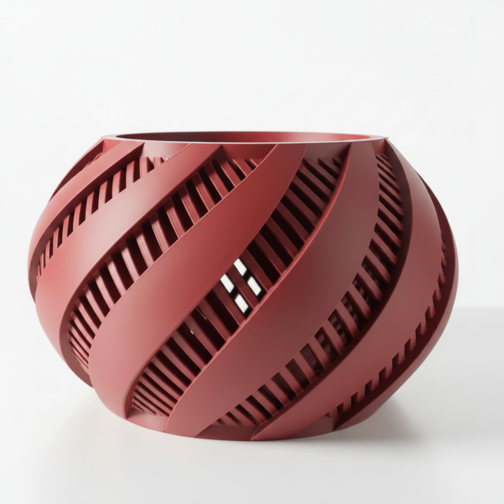 Red Spiral Lattice Planter