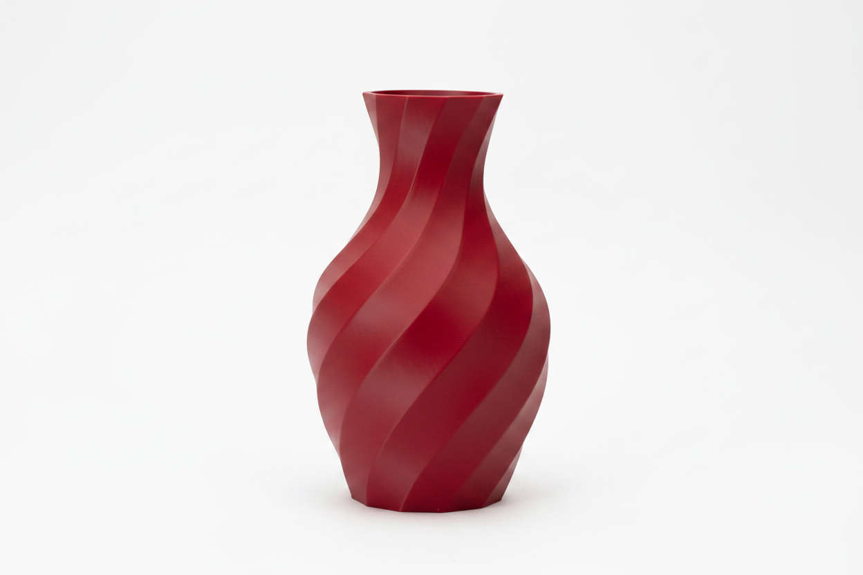 Red Spiral Twist Vase